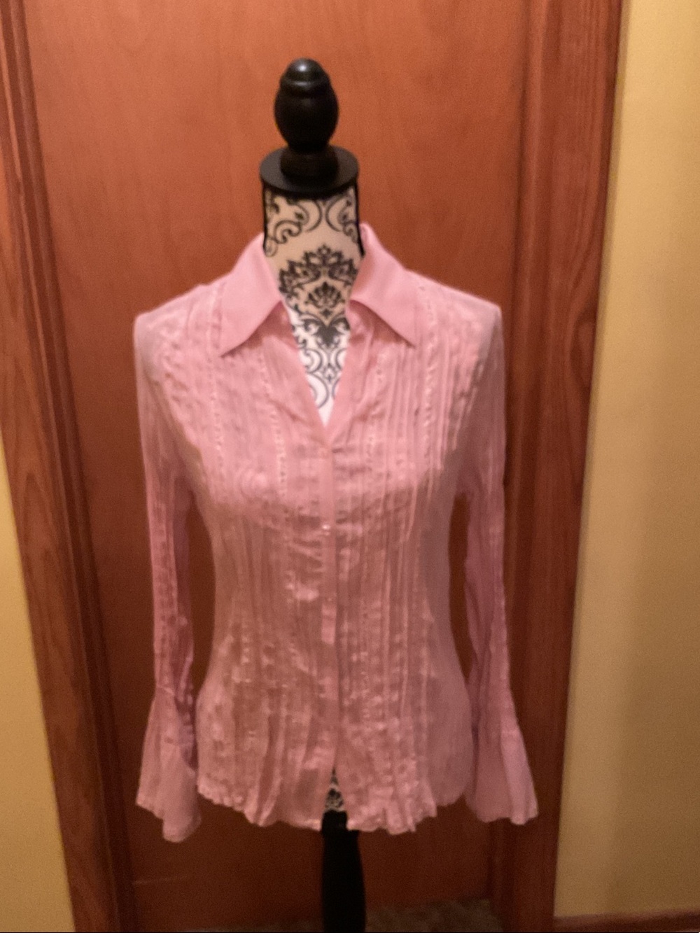 Notations Pink Button-Front Textured Shirt